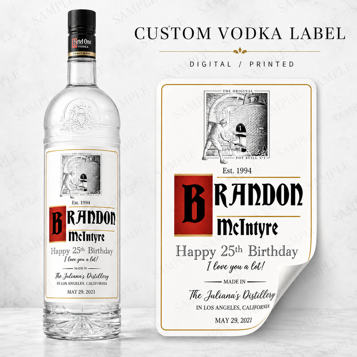 Custom Ketel One Vodka Bottle Label – Personalized Birthday Label