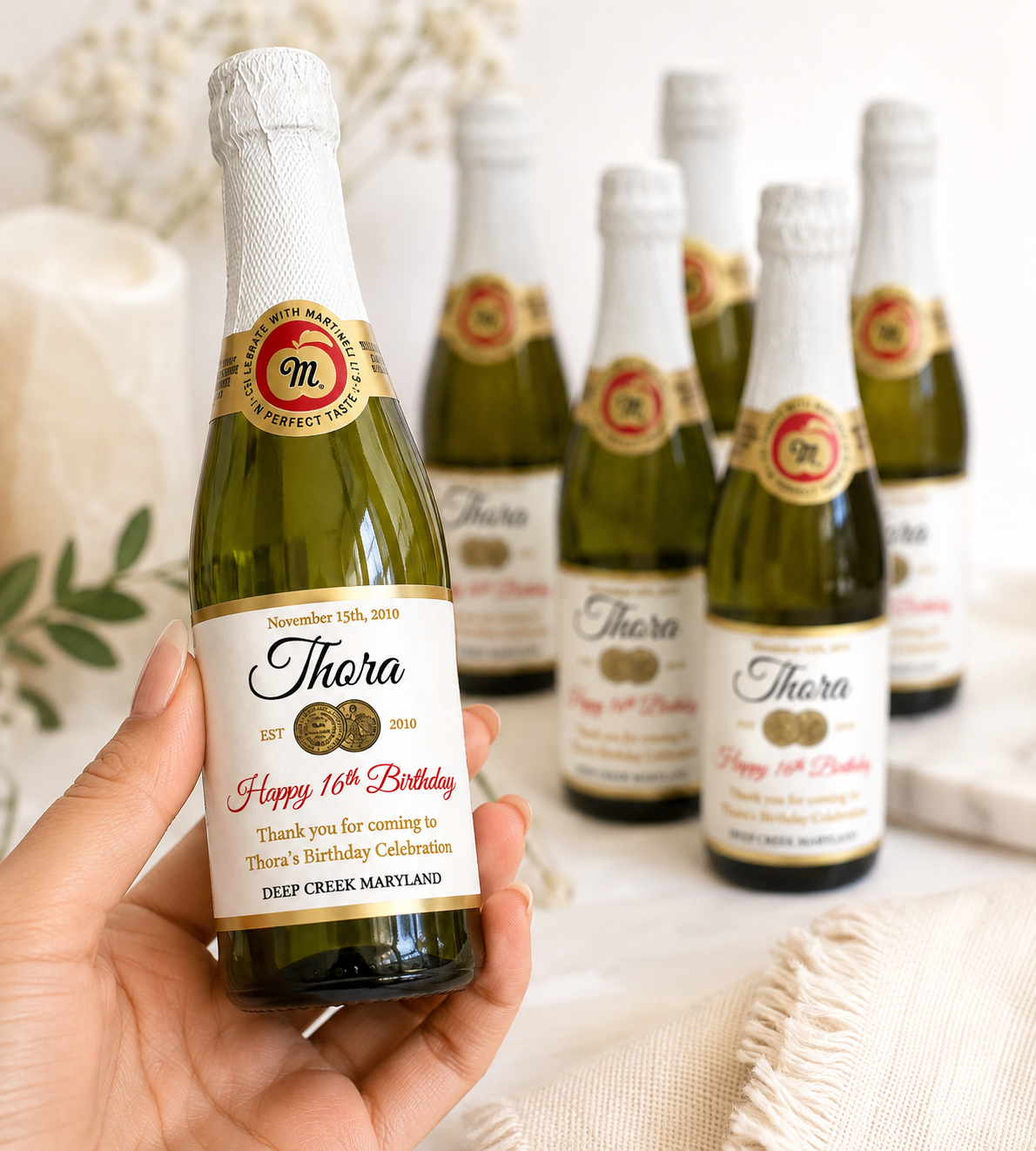 Personalized Apple Martinelli’s Birthday Cider Bottle Label, Wedding Favor