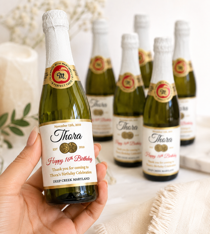 Personalized Apple Martinelli’s Birthday Cider Bottle Label, Wedding Favor
