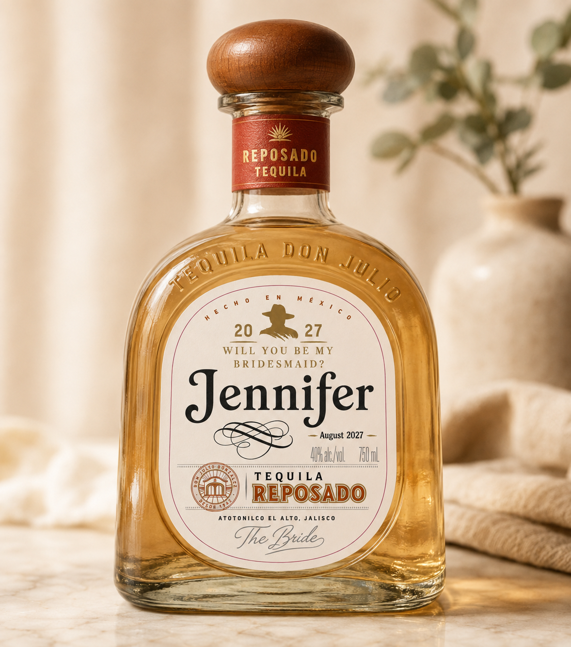 Custom Don Julio Tequila Label – Personalized Bridesmaid Proposal Label