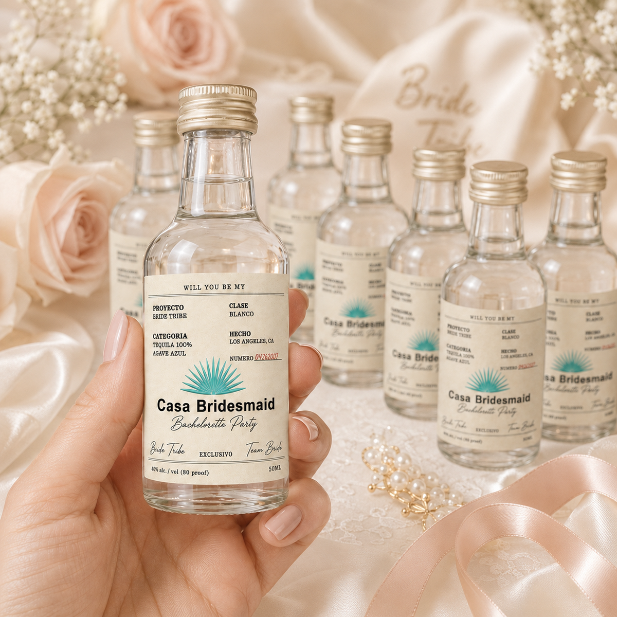 Personalized Casamigos Mini Bridesmaid Label – Bachelorette Party Tequila Bottle Label