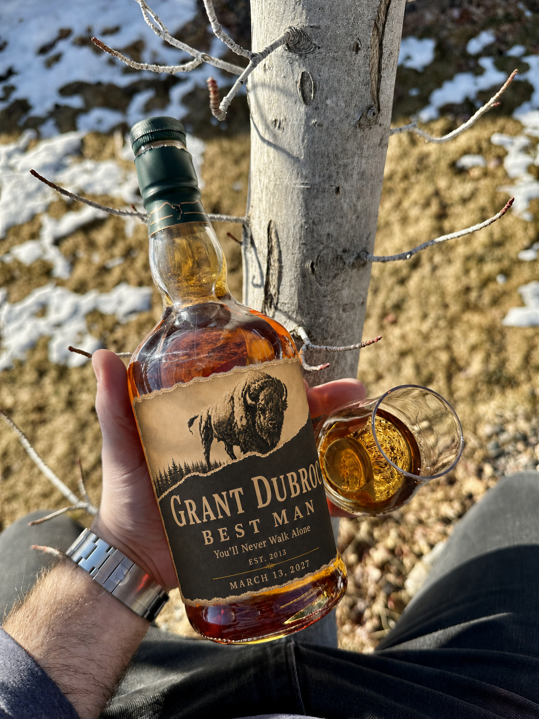 Personalized Buffalo Trace Label – Custom Groomsman & Birthday Bourbon Bottle Label