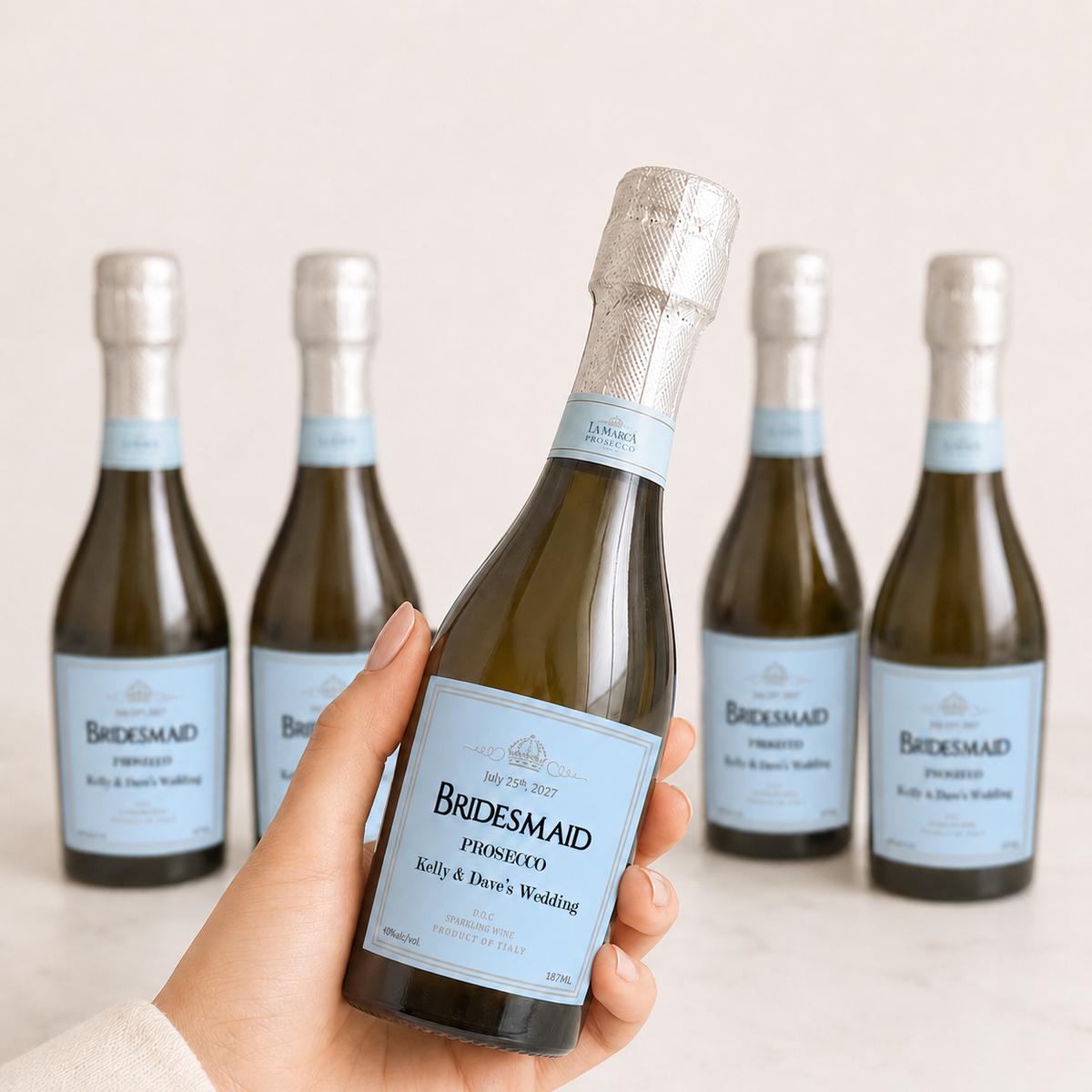 Personalized Lamarca Mini Prosecco Label – Bridesmaid Proposal Bottle Label