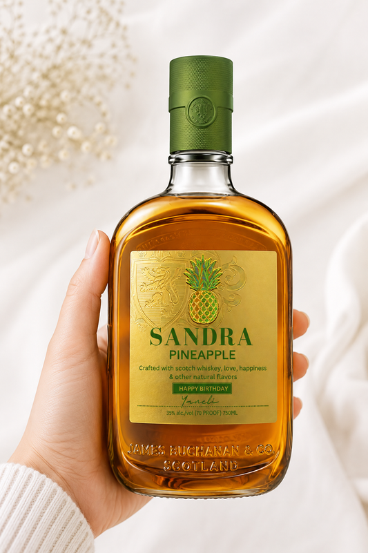 Personalized Buchanan Pineapple Birthday Label – Custom Scotch Whisky Bottle Label