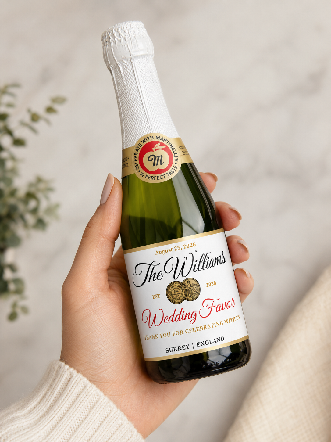 Personalized Apple Martinelli’s Birthday Cider Bottle Label, Wedding Favor