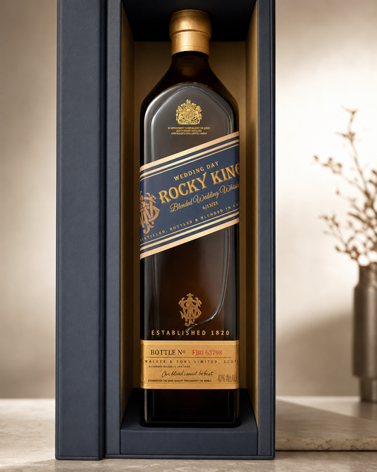 Custom Blue Label Whiskey Bottle Label – Personalized Birthday & Groomsman Label