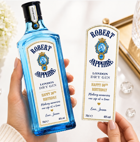 Custom Bombay Gin Bottle Label – Personalized Gin Label