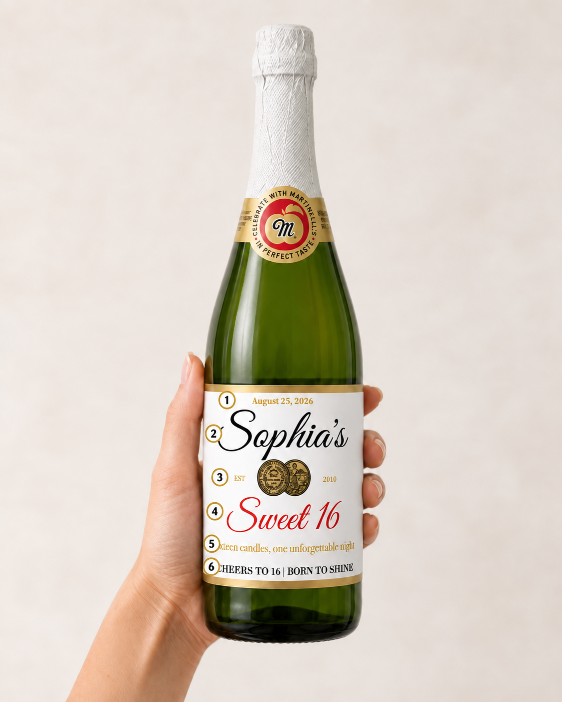 Personalized Apple Martinelli’s Birthday Cider Bottle Label, Wedding Favor