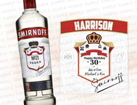 Custom Smirnoff Vodka, Personalized Vodka Label, Vodka Label Smirnoff Unique, Birthday Vodka Gift, Personalized Vodka Liquor