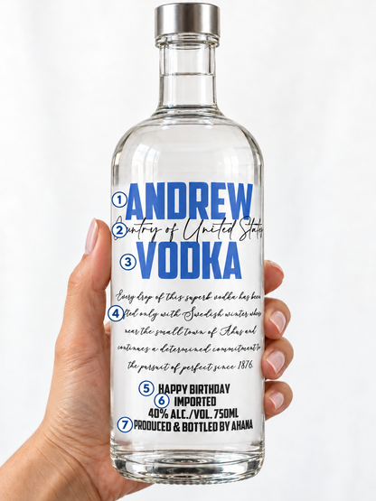 Personalized Absolut Vodka Bottle Label, Custom Birthday Gift