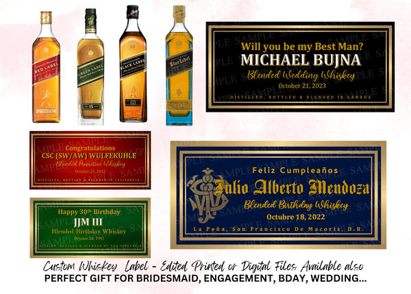 Custom Blue Label Whiskey Label, Personalized Black Label Whiskey, Whiskey Label, Custom Groomsman Whiskey, Birthday Whiskey Label