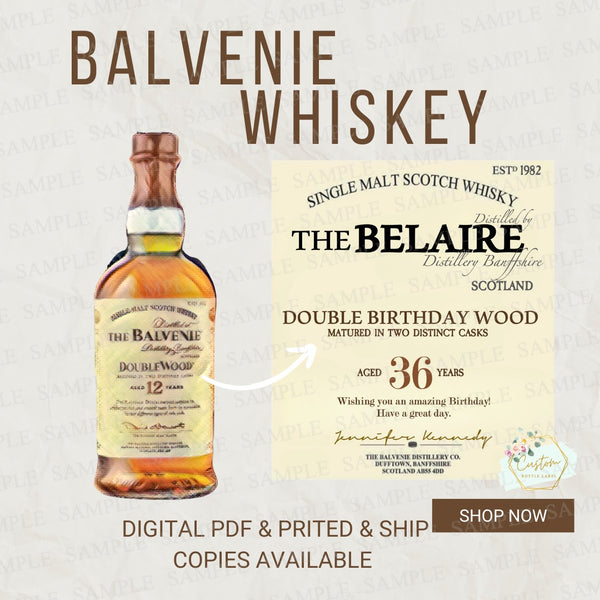 The Balvenie Whiskey Label Custom Personalized Name Label, Custom Liquor Label, Groomsman Gift
