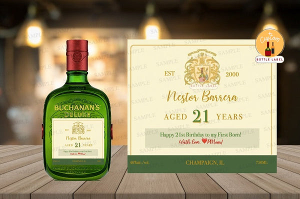 Personalized Custom Buchanan Whiskey Label, Custom Liquor label with name