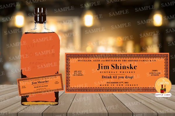 Whiskey Custom Personalized Label, Orange Whiskey Label, Groomsman Whiskey Proposal, Mini Scotch Whiskey Label,Custom Whiskey Label
