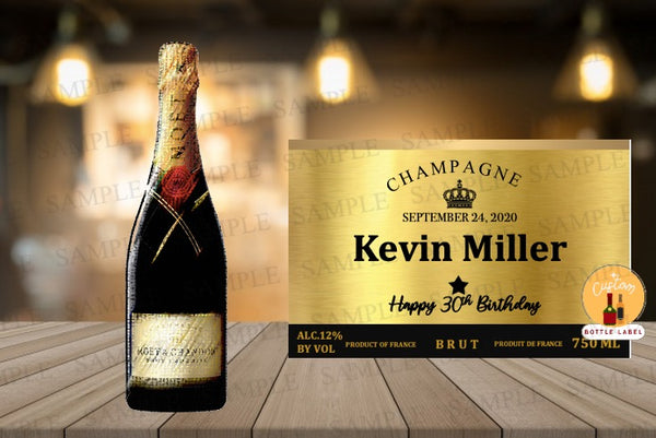 Gold Brut Personalized Champagne Label,  Brut Champagne Label, Champagne Label, Bridesmaid Champagne Label