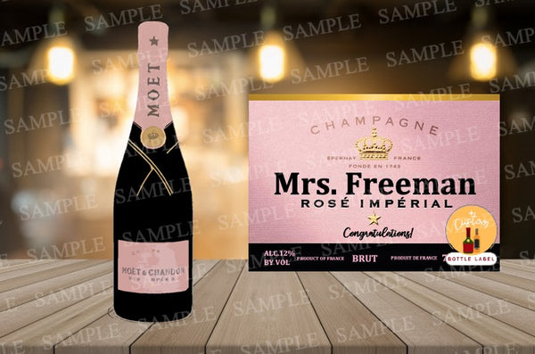 Rose Personalized Champagne Label, Rose Champagne Label, Champagne Label, Bridesmaid Champagne Label, Wedding Custom Champagne