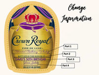 Crown Royal Custom Liquor Label, Custom Blended Canadian Whiskey Label, Crown Royal Whiskey Liquor Label, Birthday Whiskey, Groomsman Whiskey