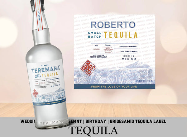 Custom Teremana Tequila Label, Personalized tequila Liquor Label, Birthday Tequila Gift, Tequila Birthday Decoration, Tequila Liquor Label